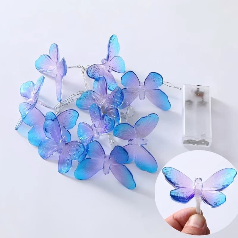 Luci a stringa a forma di farfalla da 1,5 m con 10 LED, a batteria, per esterni, luci notturne fatate, ghirlanda per camera, tenda, decorazione per feste di compleanno e matrimoni per ragazze