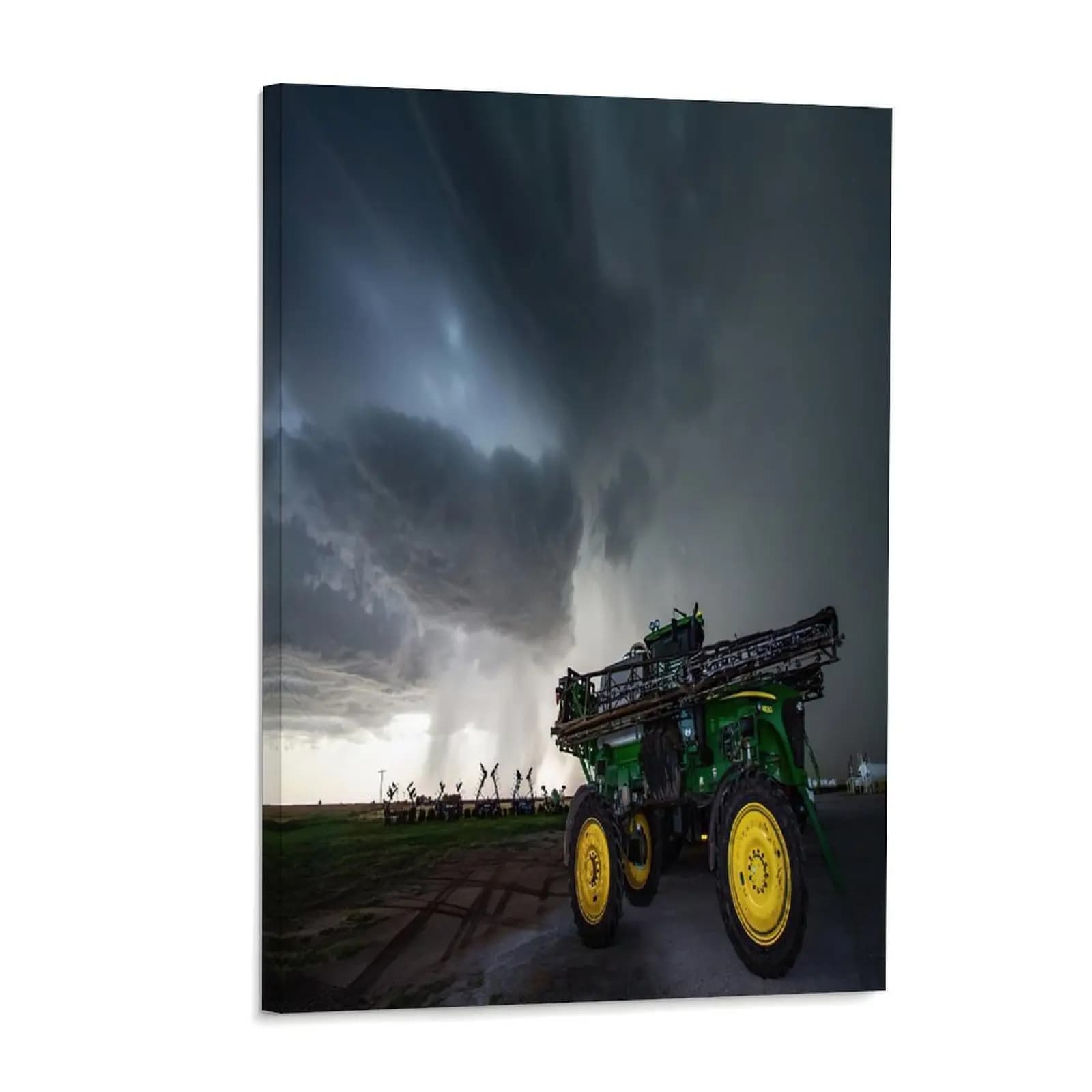 Farm Tractor Stormy Sky Poster Modern Farmhouse Canvas Wall Art Posters Painting Decoration for Home Bedroom Dorm Bathroom Decor Gift