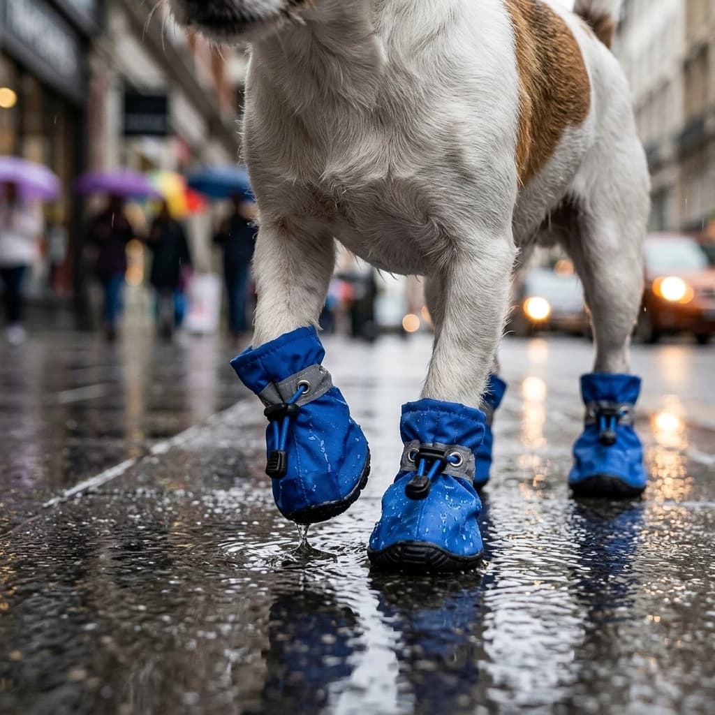 4pcs Waterproof Pet Dog Shoes Anti-slip Rain Boots for Small Cats Puppy Paw Protector
