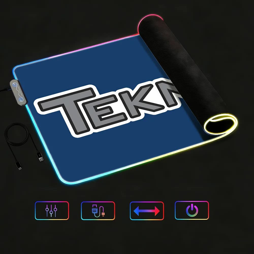 Tappetino per mouse Band T-Tekno Rc, impermeabile, con luce LED RGB, tastiera da gioco colorata, copertura antiscivolo, superficie per tappetino da scrivania