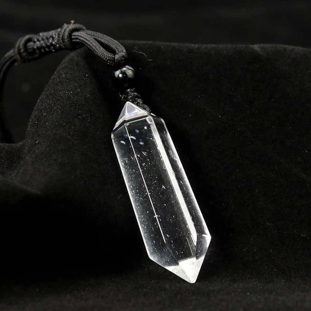 Crystal necklace with real quartz pendulum handmade necklace with Herkimer Energy Stone pendant the Yoga Hanging Ornament Suncatcher