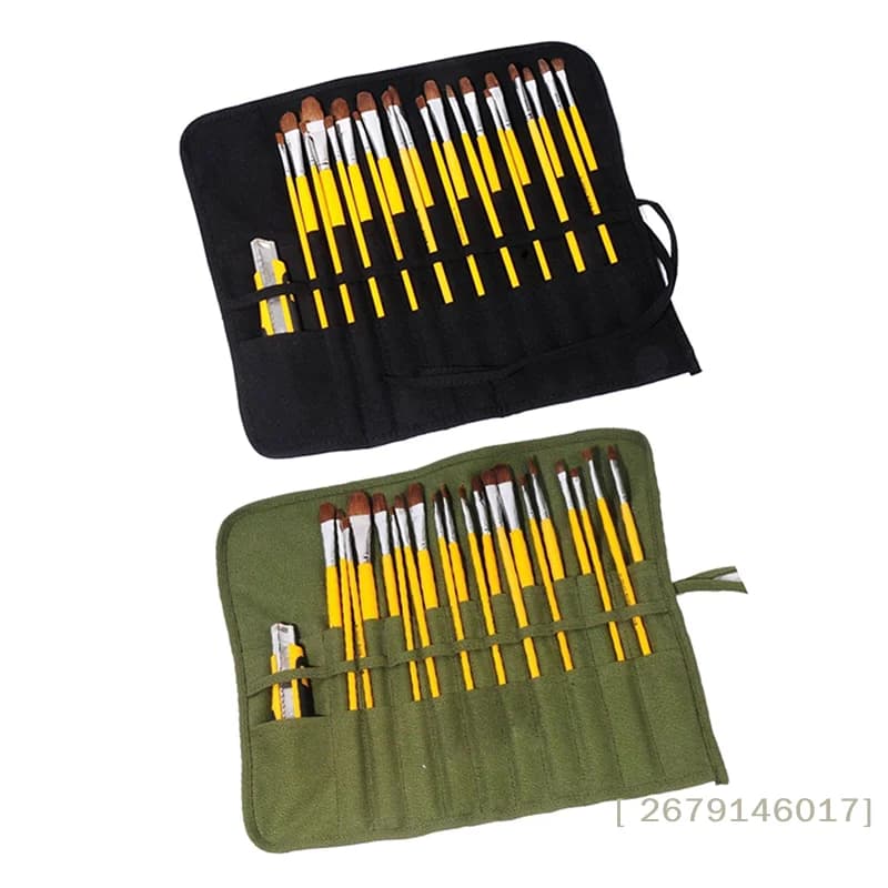【YY26】Portable Painting Brushes Storage Bag Calligraphy Brushes Watercolour Canvas Storage Bag Artist Oil Paint Pen Bag
