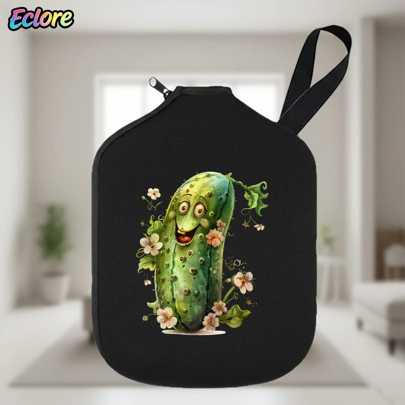 Cartoon Smile Pickleball Paddle Cover Soft Durable Racket Bag Tennis Table Sports Accessory for Game Practice Party Gift