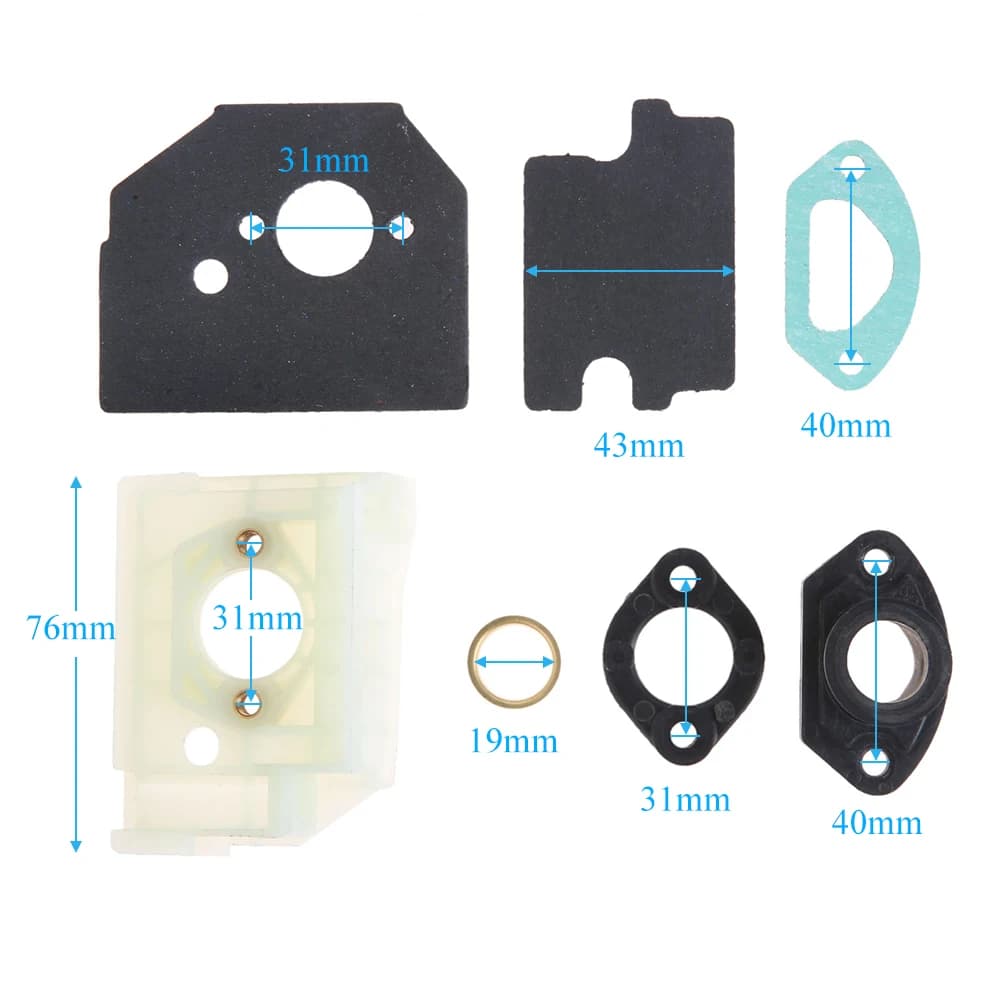 1 Set motosega carburatore staffa e distanziatore e guida interna e Kit guarnizioni adatti per motosega cinese 4500 5200 5800 attrezzo da giardino domestico