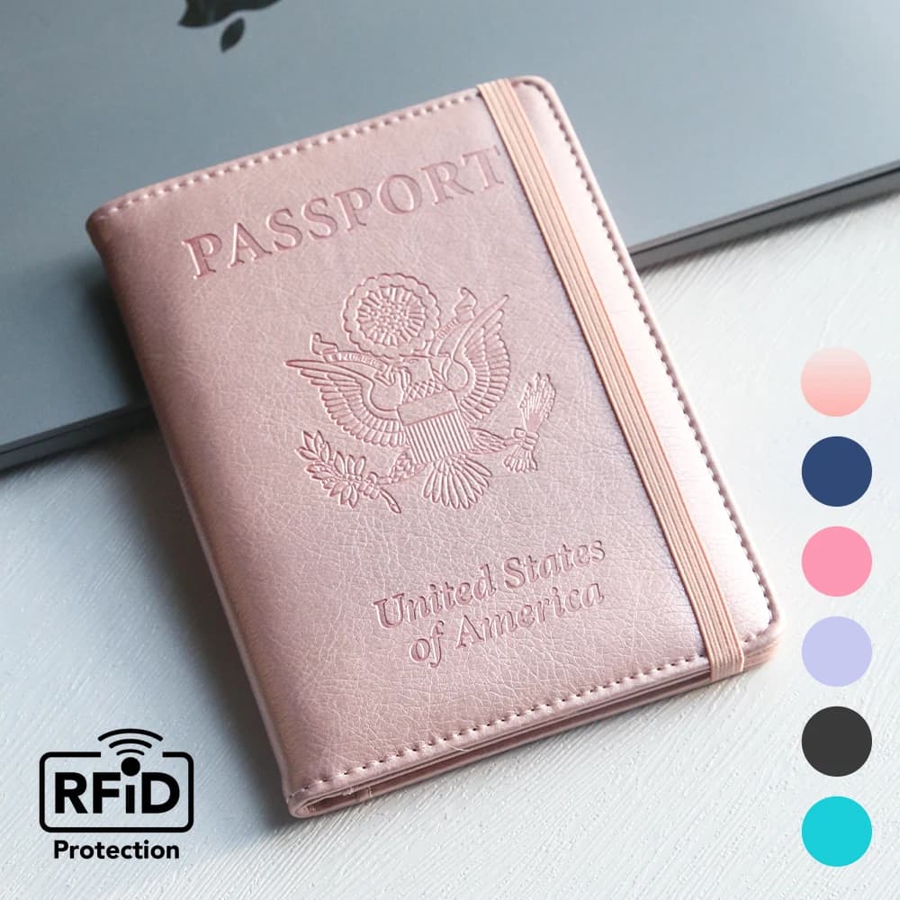Porta passaporto in pelle PU RFID-Safe per uomo donna, ideale per sicure ed elegante per l'organizzatore di documenti con portafoglio da viaggio durevole negli Stati Uniti