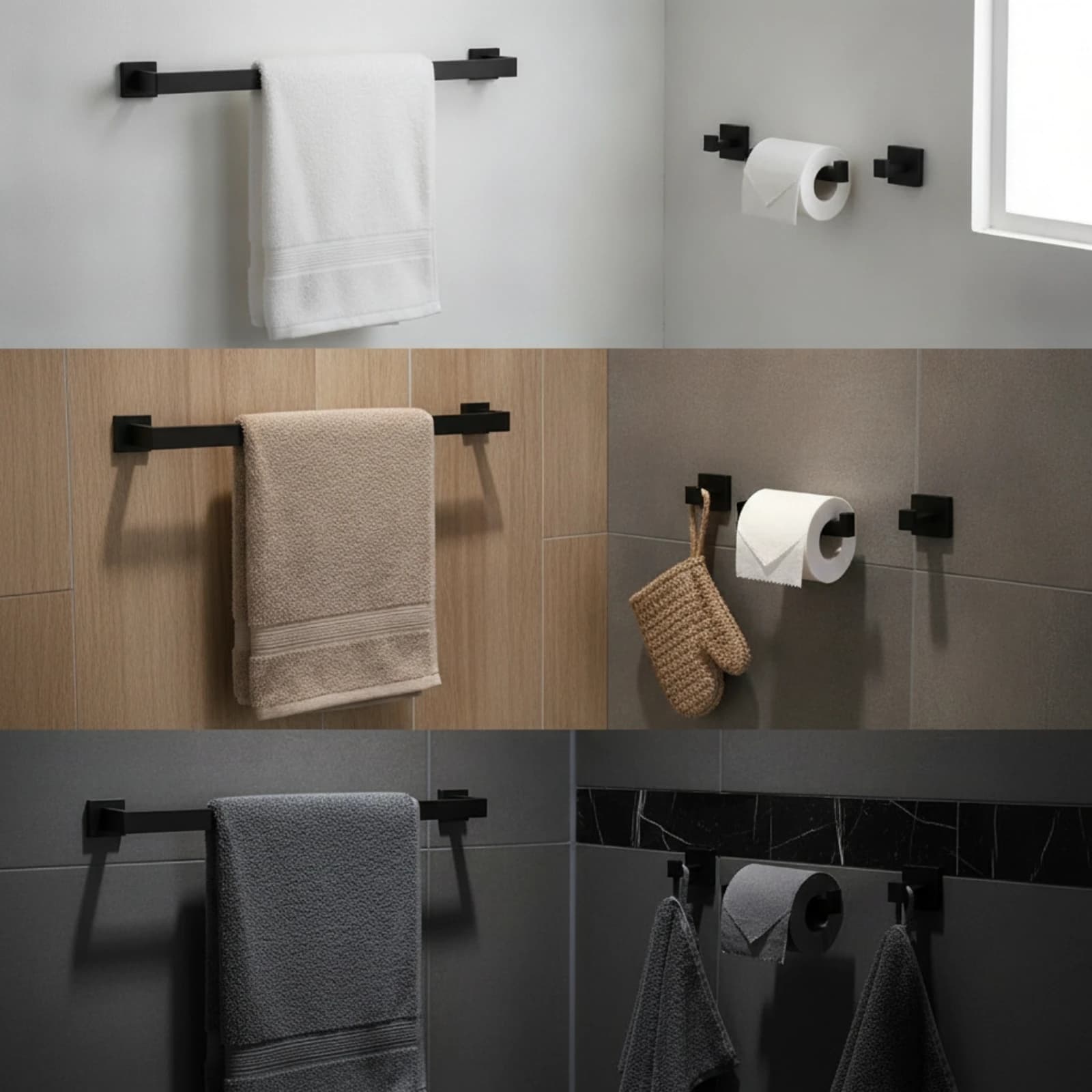 4 Pieces Bathroom Hardware Set Rustproof Towel Bar Set with Bathroom Tissue Holder Holder Towel Bar Space-Saving Bathroom Tissue