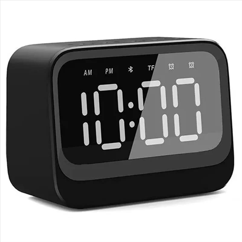 Mini Clock Bluetooth Speaker Portable Dual Alarm Clock Soundbar Wireless Display Music Player Plastic
