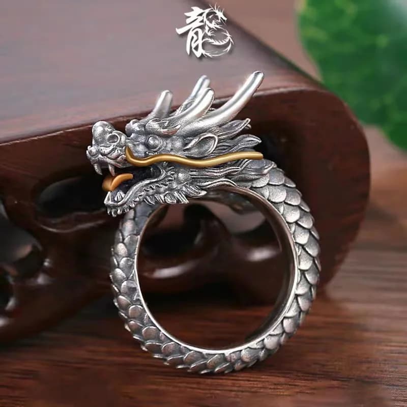 Anelli di drago cinese Vintage anelli di moda gioielli regali per uomo donna anello aperto misura regolabile