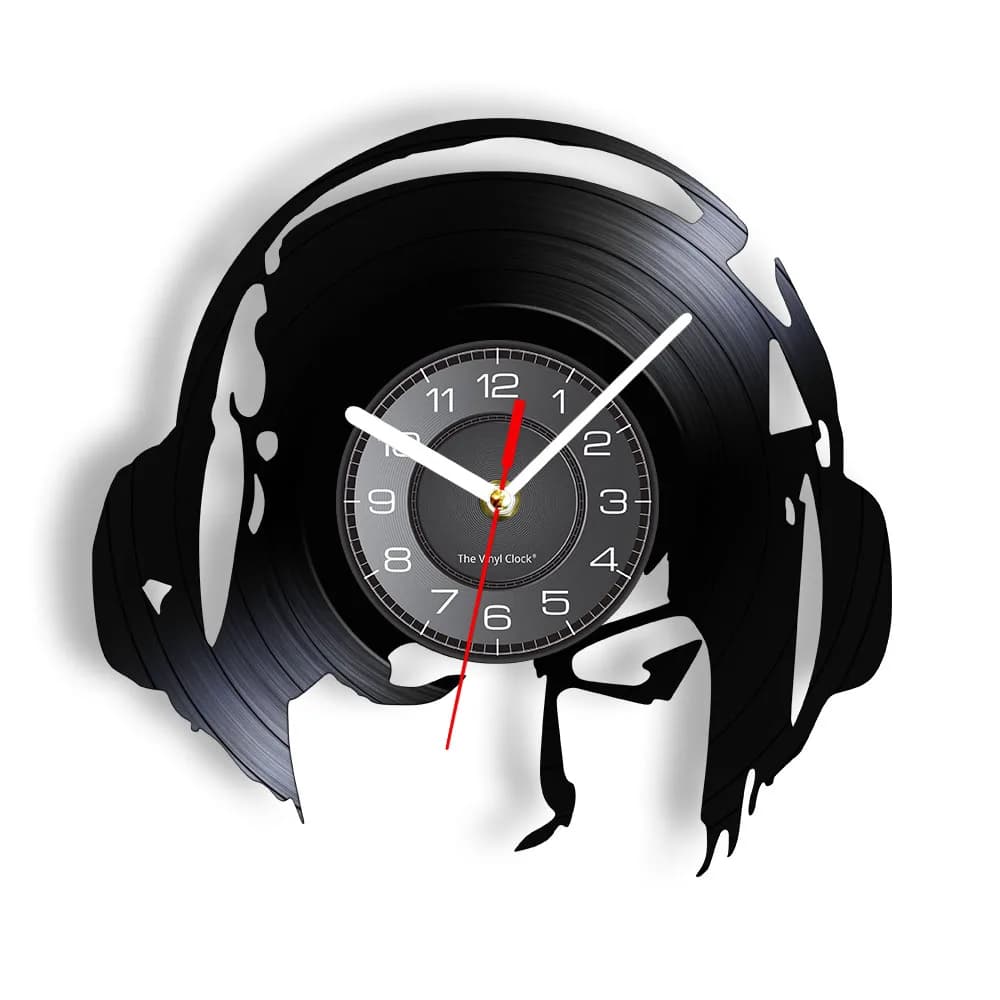 Headphone Living Room Wall Clock Music Studio Decor Headset Wall Clock Made Of Real Vinyl Record Rock n Roll Music Lover Gift