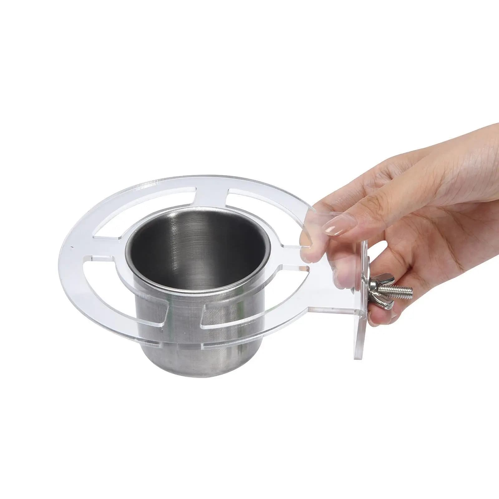 Pet Cage Cups Holder Birds Food Dish Parakeet Stainless Steel Acrylic Water Bowl for Coop and Cages