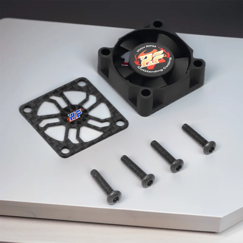 Ventola di Raffreddamento ESC per Auto RC da 30mm con Copertura in Fibra di Carbonio, Ventola di Raffreddamento Motore Brushless per Auto RC 1/8 1/10 Motori 540 550 F540 3650 3660
