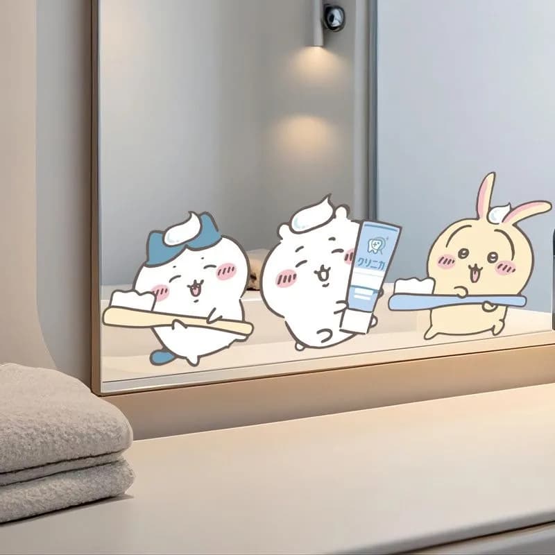 Hot Chiikawa Mirror Stickers Strong Adhesive Clear Print Waterproof Removable Decorative Decals Bathroom Vanity Mirror Home Gift