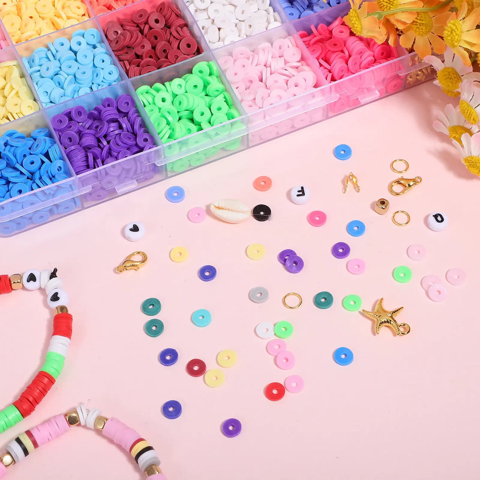 1Set Polymer Clay Beads Jewelry Making Kit Bohemia Beads for Bracelets Making DIY Necklace Accessories Clay Bead Kit