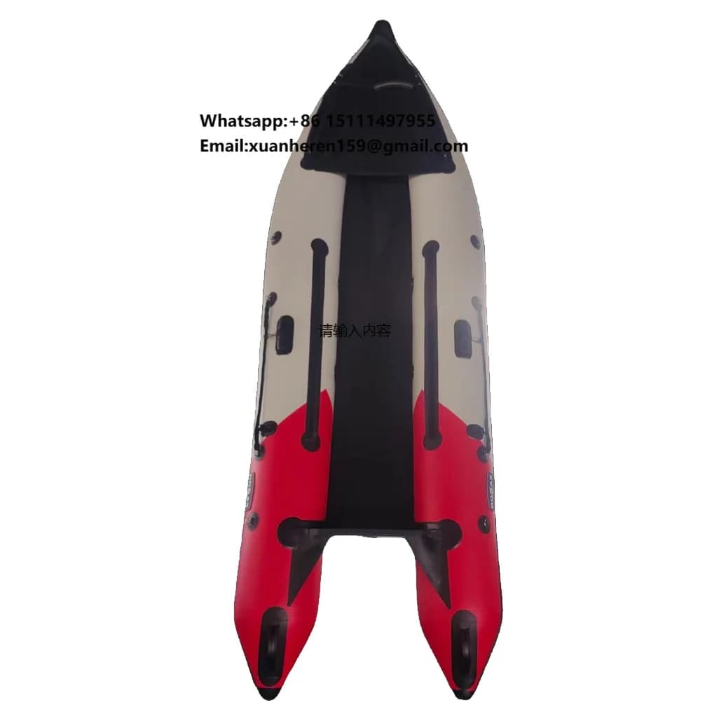 430cm 14' High-Pressure Air Deck Floor Inflatable Kaboat 4-Person Inflatable Kayak Transom Durable Kayak for Paddling Adventures