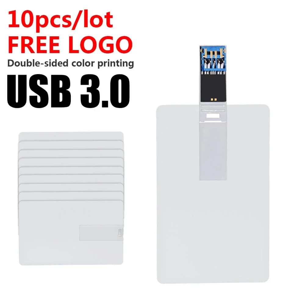 10 pezzi regalo biglietto da visita u disk3.0 carta di credito all'ingrosso 8Gb 16Gb pen drive 32Gb 64Gb 128G chiavetta USB con logo personalizzato