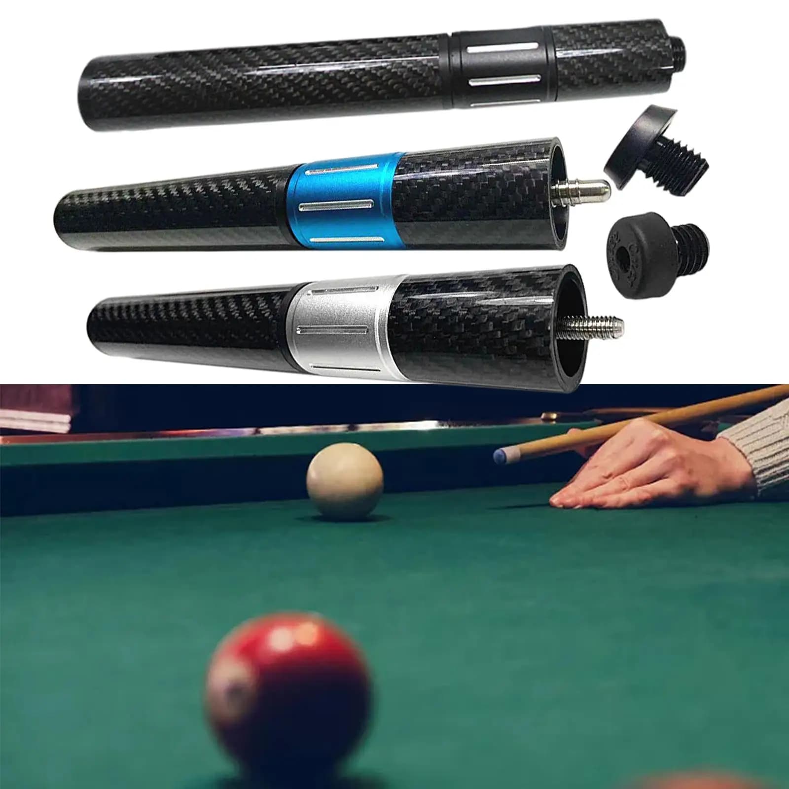 Black Carbon Fiber Billiard Cue Extension Retractable Stick Extender Billiard Accessory for Club and Home Use