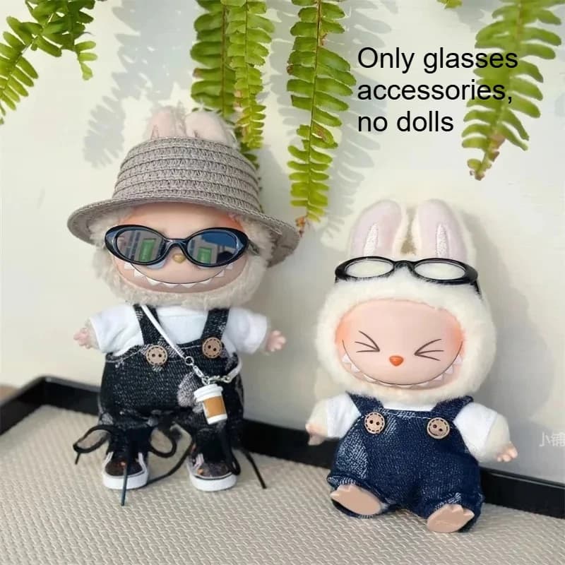 Solo accessori Occhiali da sole ovali da 6,5 cm Occhiali in plastica trasparente alla moda per occhiali da sole per bambole in peluche Labubu MSD SD