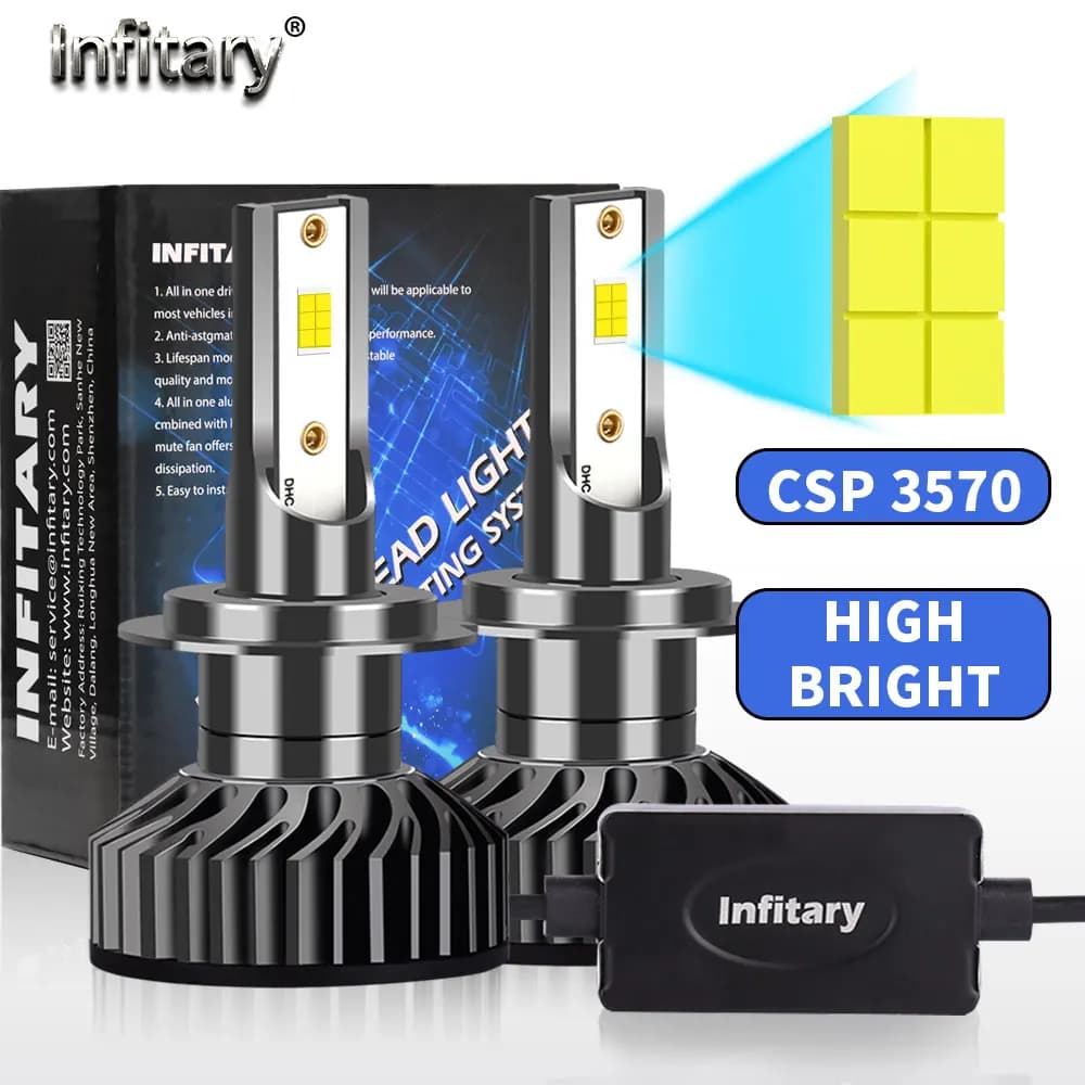 Infitary H4 H7 LED Lampadina per fari auto 20000LM CSP3570 H1 H3 H11 H13 H27 880 9005 HB3 9006 HB4 9007 Luce per veicolo Auto CANBUS