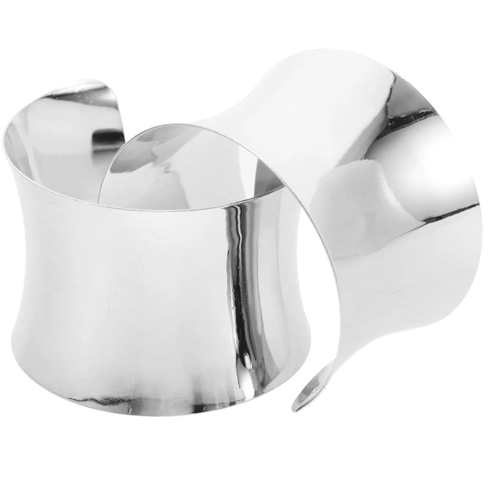 1 Pair of Wristbands in Metal, Mirrors and Wide, Design Geometric Arch, Punk Style, Fashion Jewelry for Men and Women