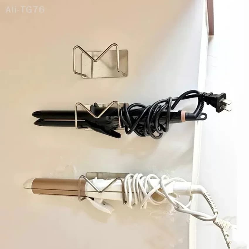 Wall Mount for Hair Dryer Stainless Steel, Wall decal, Curly Hair Holder and Plate, Bathroom Organizer