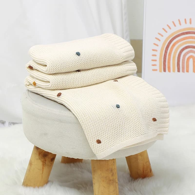 Coperta per bambini lavorata a maglia per divano, pompon nordico, arazzo morbido, fasciatoio per neonato, coperte per passeggino