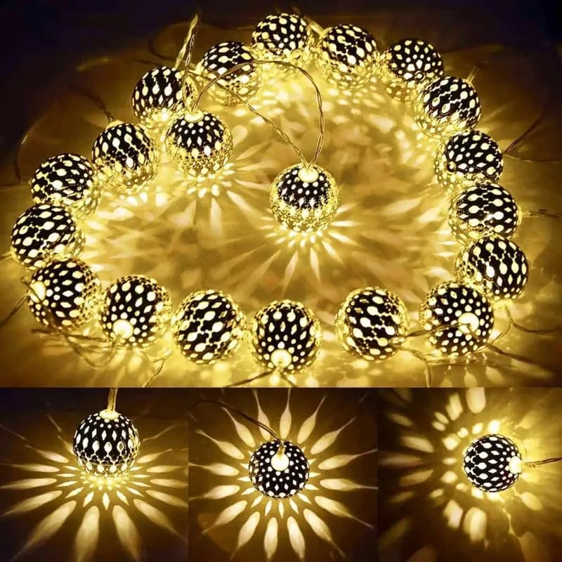 1pc LED lucine marocchine luci a forma di globo d'oro a batteria per la decorazione del festival della festa nuziale all'aperto domestica