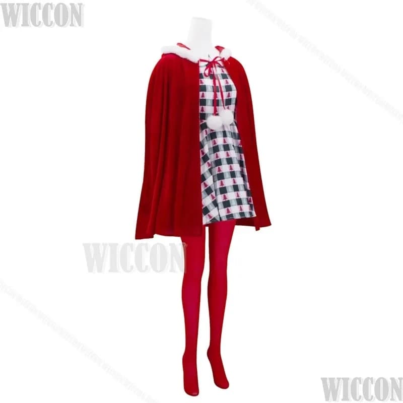 Cindy Christmas Movie Costume Cosplay Abito Orologio rosso Guanti Calzini Ragazza per bambini Vestito per adulti Holloween Party Gioco di ruolo Personalizzato;