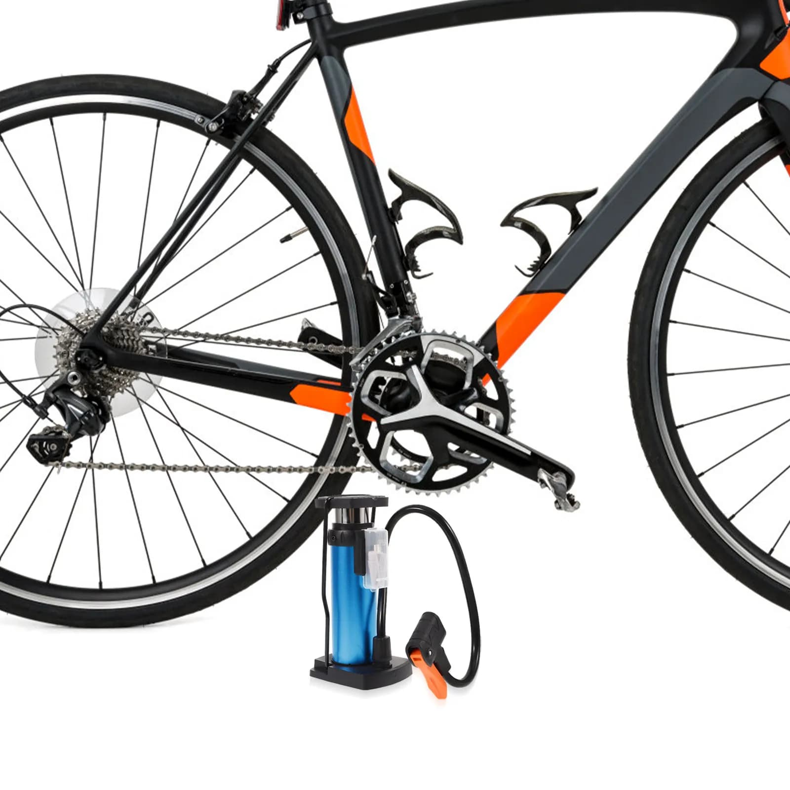 Pompa per Pneumatici Bici Leggera e Portatile in Lega di Alluminio con Doppia Valvola per Biciclette, Veicoli e Palloni Gonfiabili