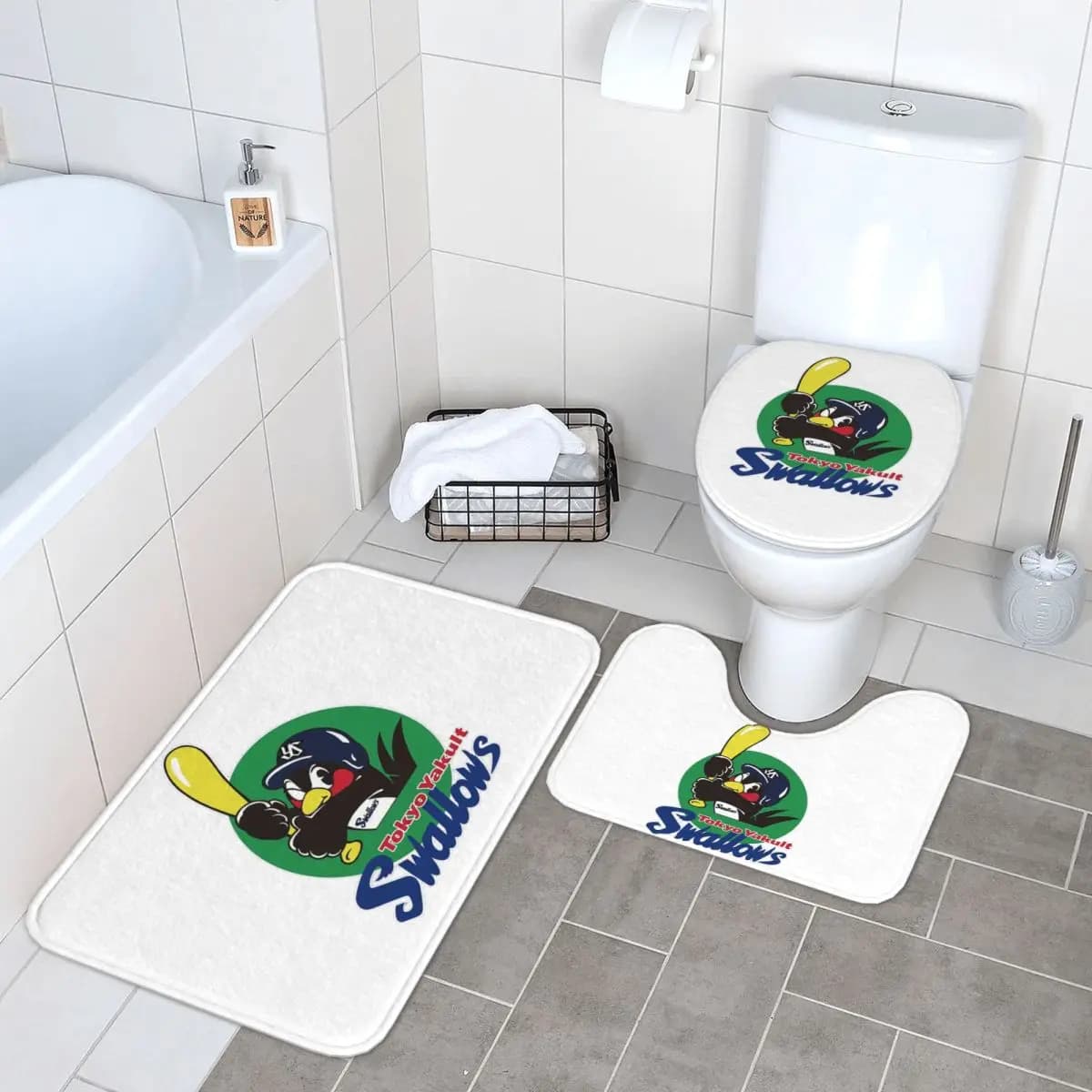 Tokyo Yakult Swallows 3 pezzi tappetino da bagno set da bagno copriwater decorazioni per la casa tappeto antiscivolo