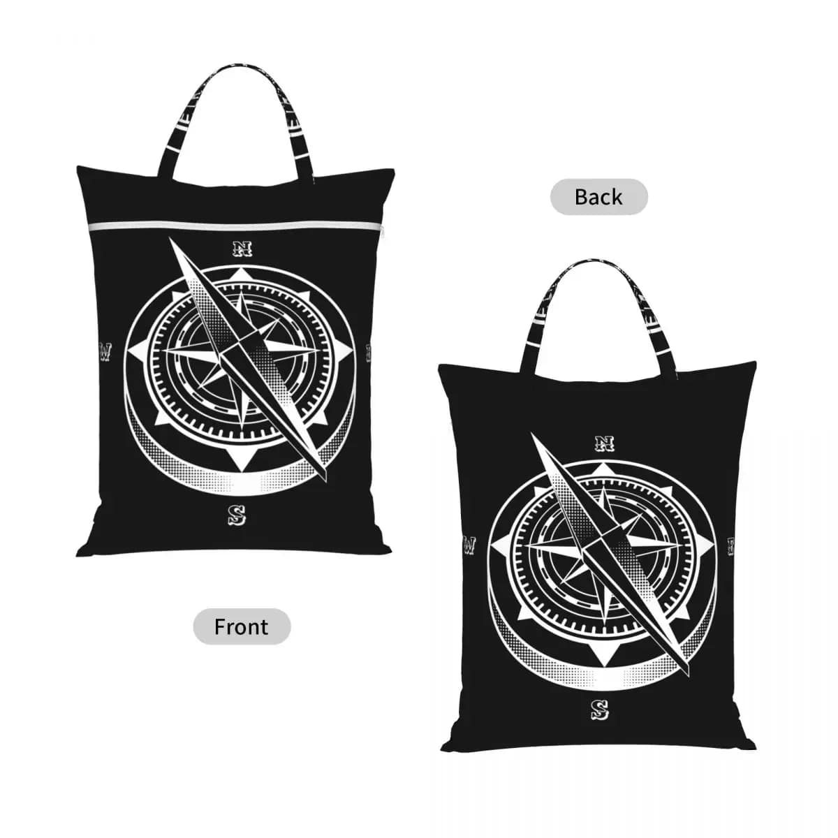 Nautical Compass Captain Anchor Boat Travel Laundry Bag Waterproof Reusable Dirty Clothes Pouch Gym Yoga Vacation Washing Basket