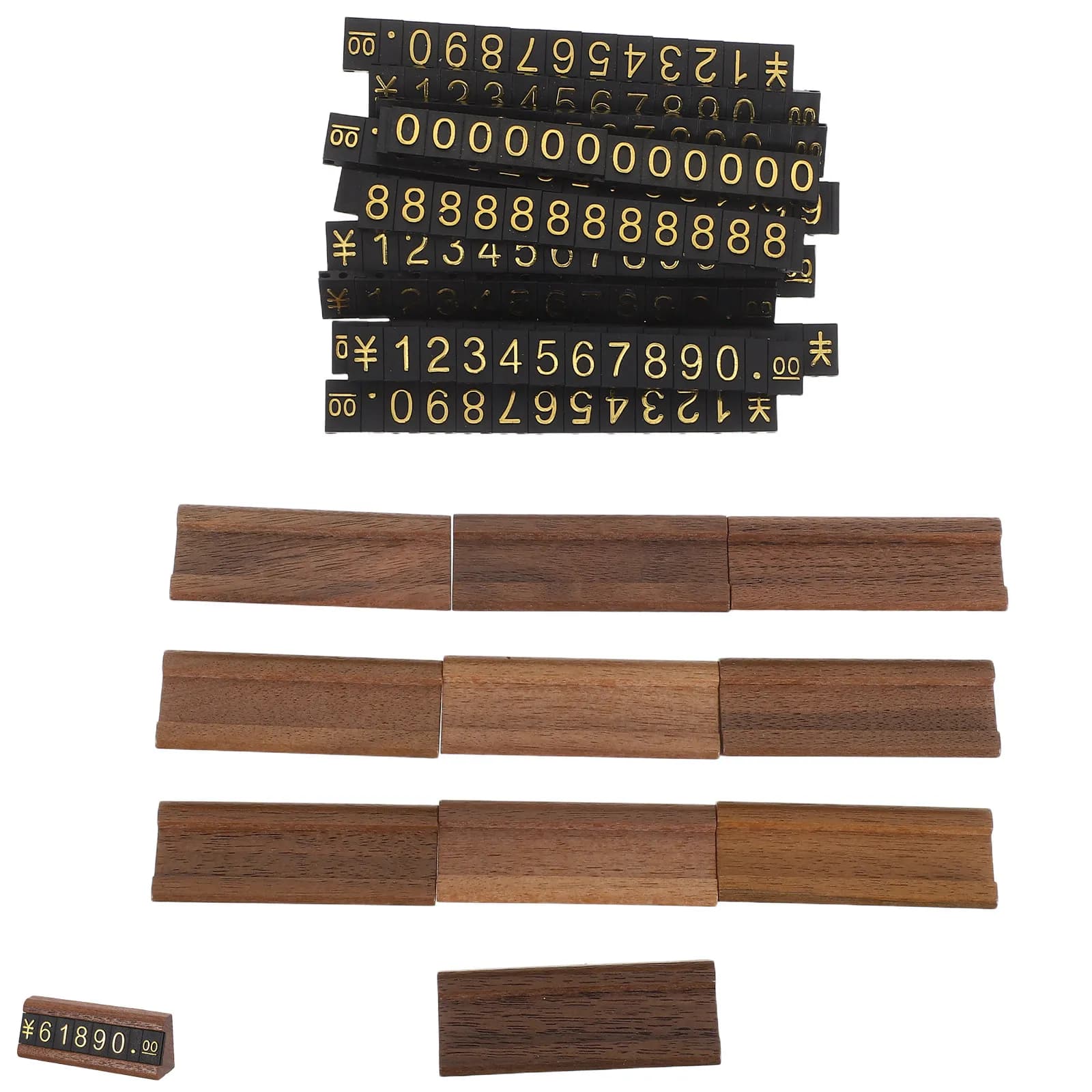 10 Set di Etichette Numeriche Premium in Legno e Plastica per Esposizione Prezzi Gioielli, per Negozi al Dettaglio, Boutique e Banconi di Centro Commerciale