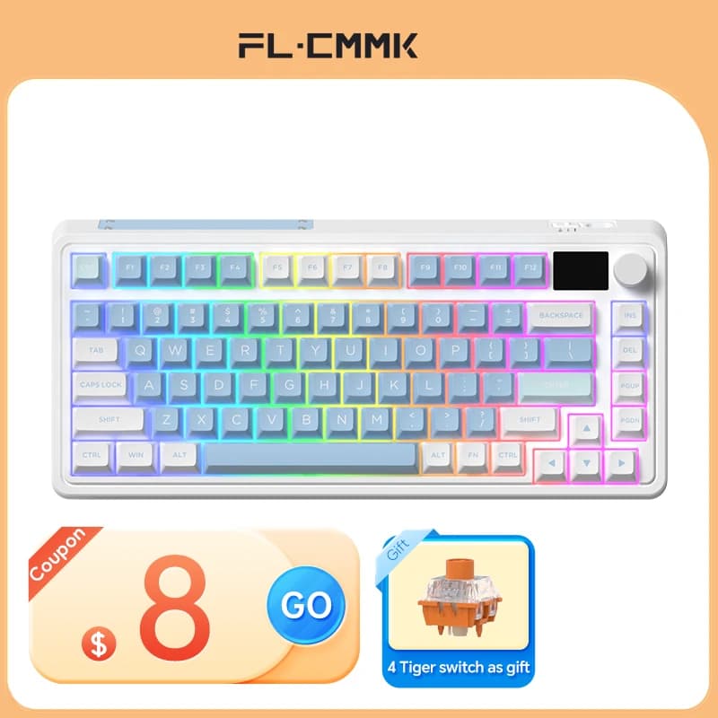 FL·ESPORTS CMK75 2.4G Wireless Bluetooth Tastiera meccanica cablata Russo Coreano Keycap Full-Key Hot Swap 81Key Gaming Keyboard