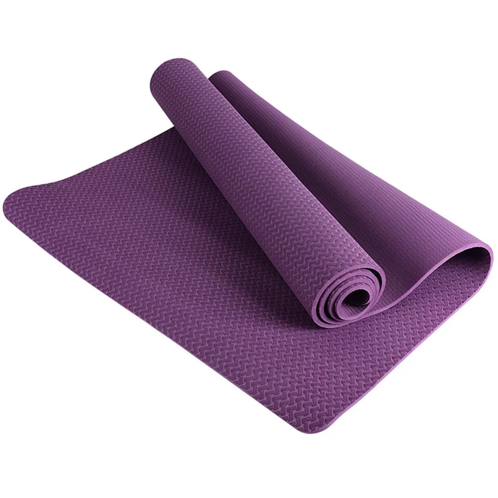 Eco-friendly TPE yoga mat with custom logo, thickness 4mm/8mm, double anti-slip function, available in custom sizes.