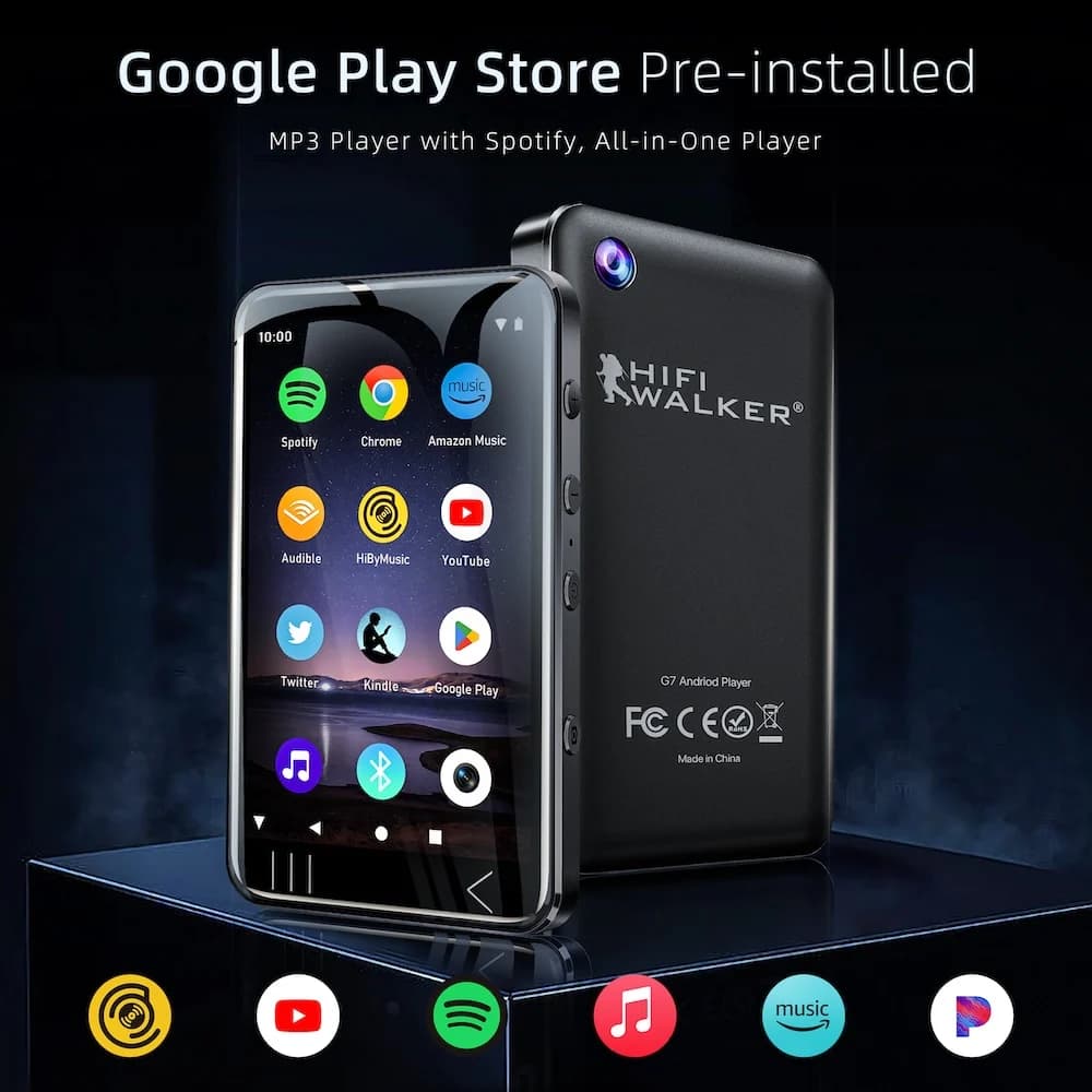 HiFi Walker G7 MP3 Player Android 13 with Bluetooth, MP3 MP4 Player with Spotify，Audible，Pandora， Up to 512 GB
