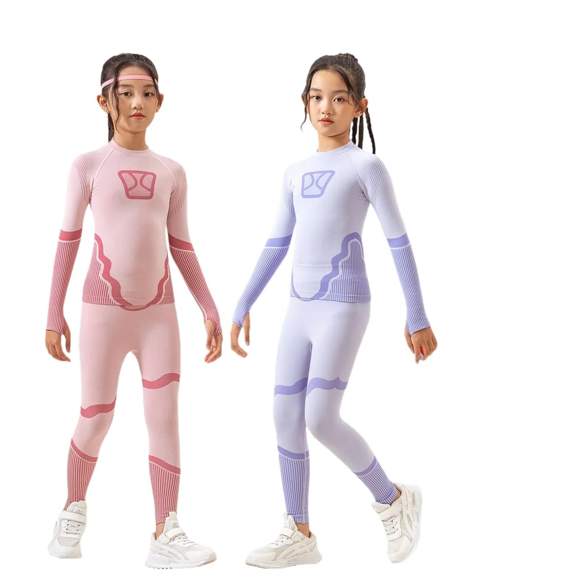 Bambini all'aperto Ragazzi e ragazze, comodo set di biancheria intima da sci, palestra fitness, esercizi di snowboard, corsa, set di esercizi yoga