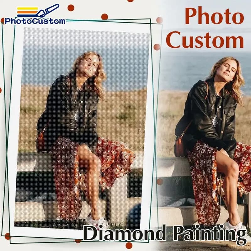 PhotoCustom Diy Diamond Painting Customize Your Own Full Round/Square Diamond Embroidery Family Photo Rhinestone Pictures Home D