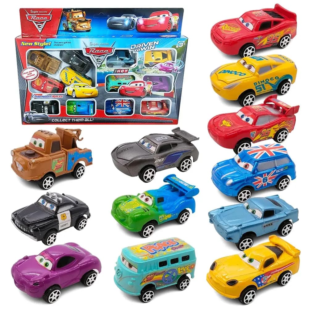 New Disney Pixar Cars 3 Rebound Cars 12 Pieces Series McQueen Jackson Storm Plastic Car Model Toy Boutique Gift Pack
