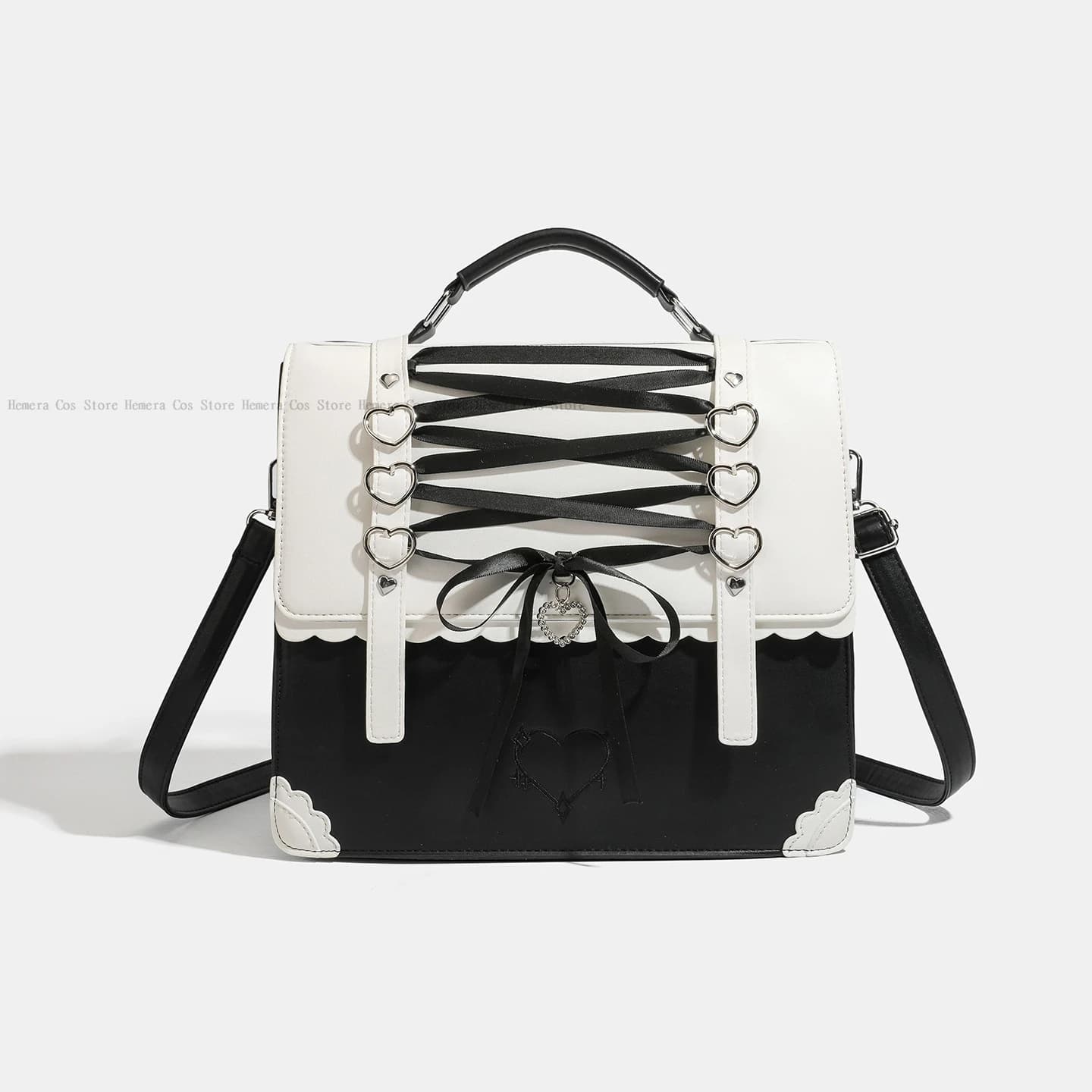 Gift Jirai kei New Japanese Style Lolita Ita Bag with Heart Bow Decor 4-Way Handheld Shoulder Crossbody Backpack for Wo