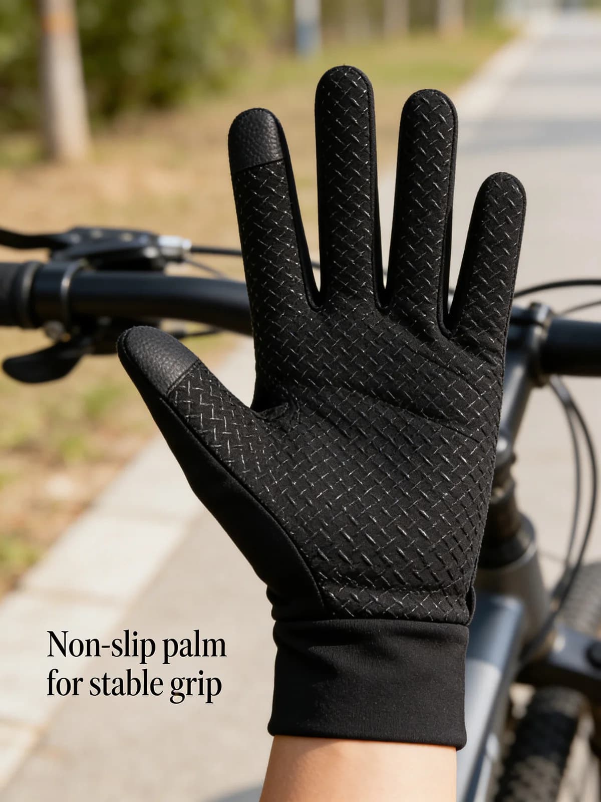 Hot motorcycle gloves lined in men's fleece, with whole fingers, touchscreen, windproof