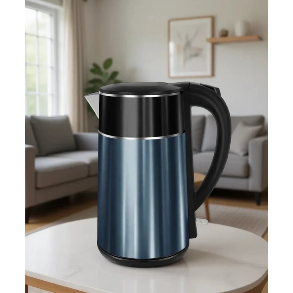 Electric 1.8L Double Wall Insulated Fast Boil Kettle 1350W 304 Steel Auto Shut Off Boil Dry Protection