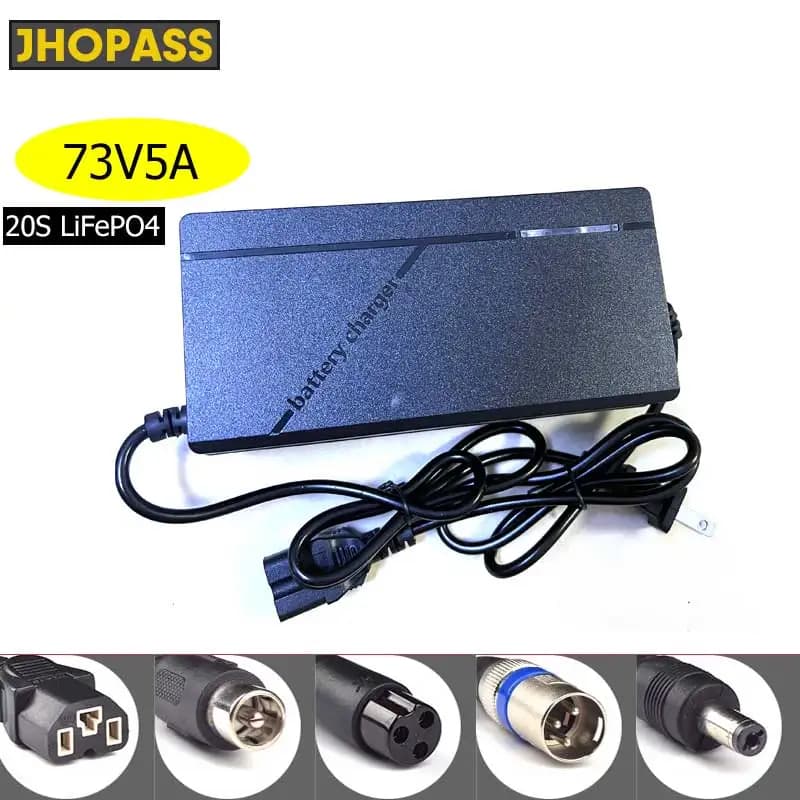 20S 73V5A intelligent battery charger for Li-ion LiFePo4 lithium battery for motorcycle, e-bike, car, AC110V-220V DC60V, with EU AU UK US plug