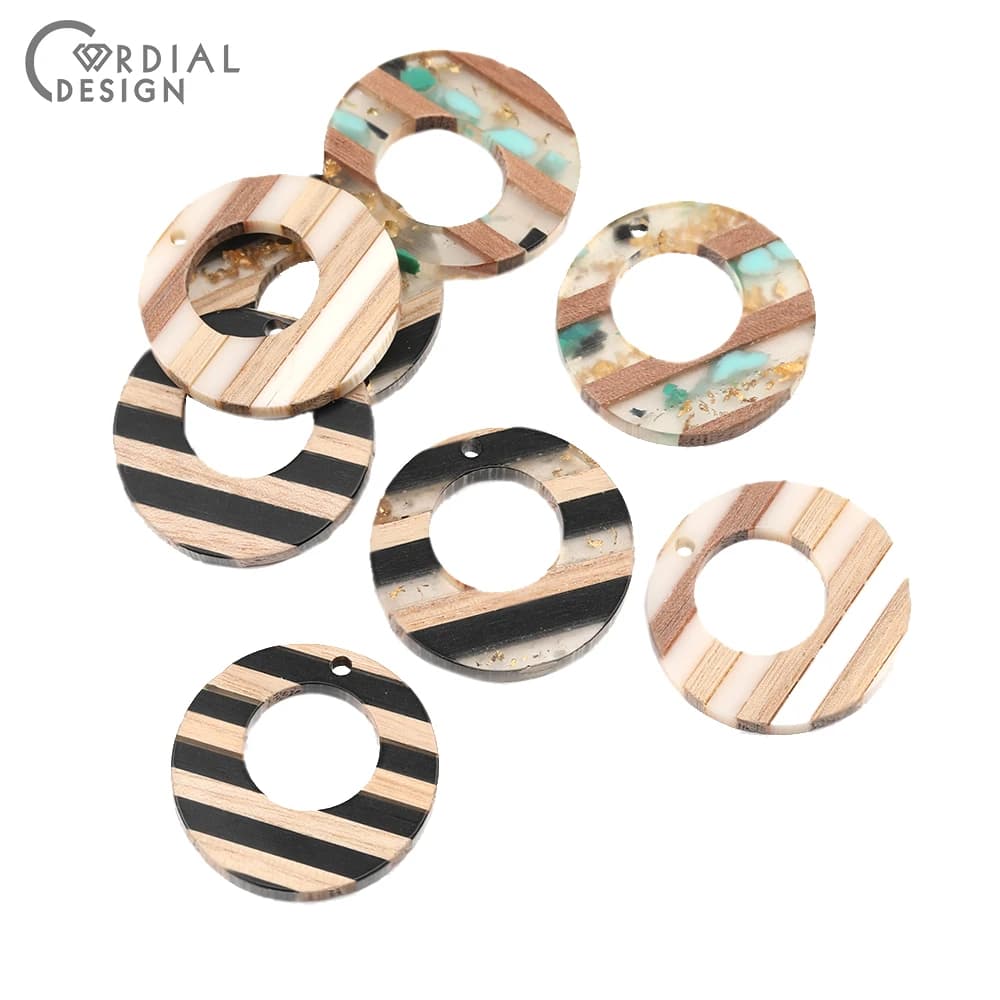 Design cordiale 30 pezzi 28*28MM ciondolo fai da te/accessori per orecchini/ciondoli/fatti a mano/legno naturale e resina/risultati e componenti di gioielli