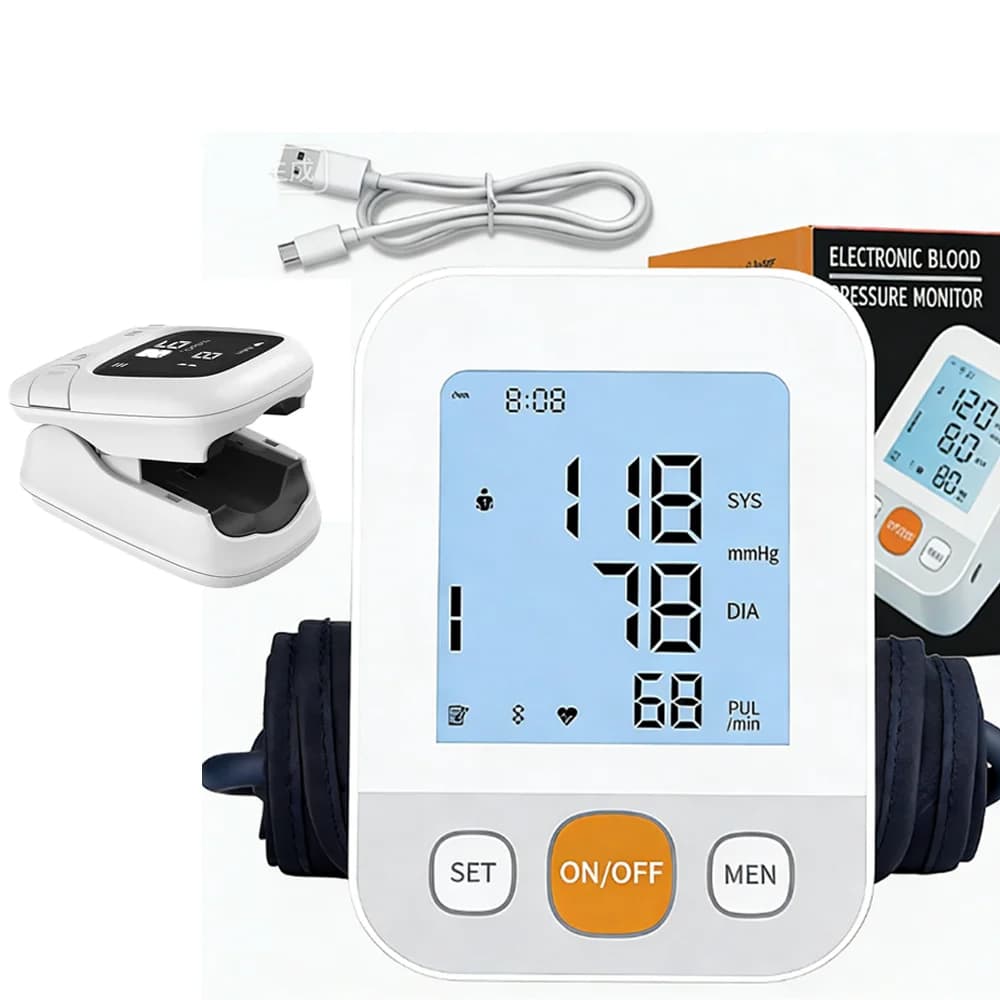 Cardiaca Frequency Meter, finger Oximeter, Blood Pressure Meter from Arm, Tonometer, Automatic Health Tensor