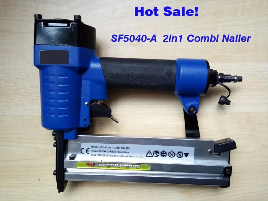 Prezzo promozionale su cucitrice chiodatrice pneumatica combinata 2 in 1 Cucitrice chiodatrice pneumatica F5040-A, chiodo dritto e chiodo corona