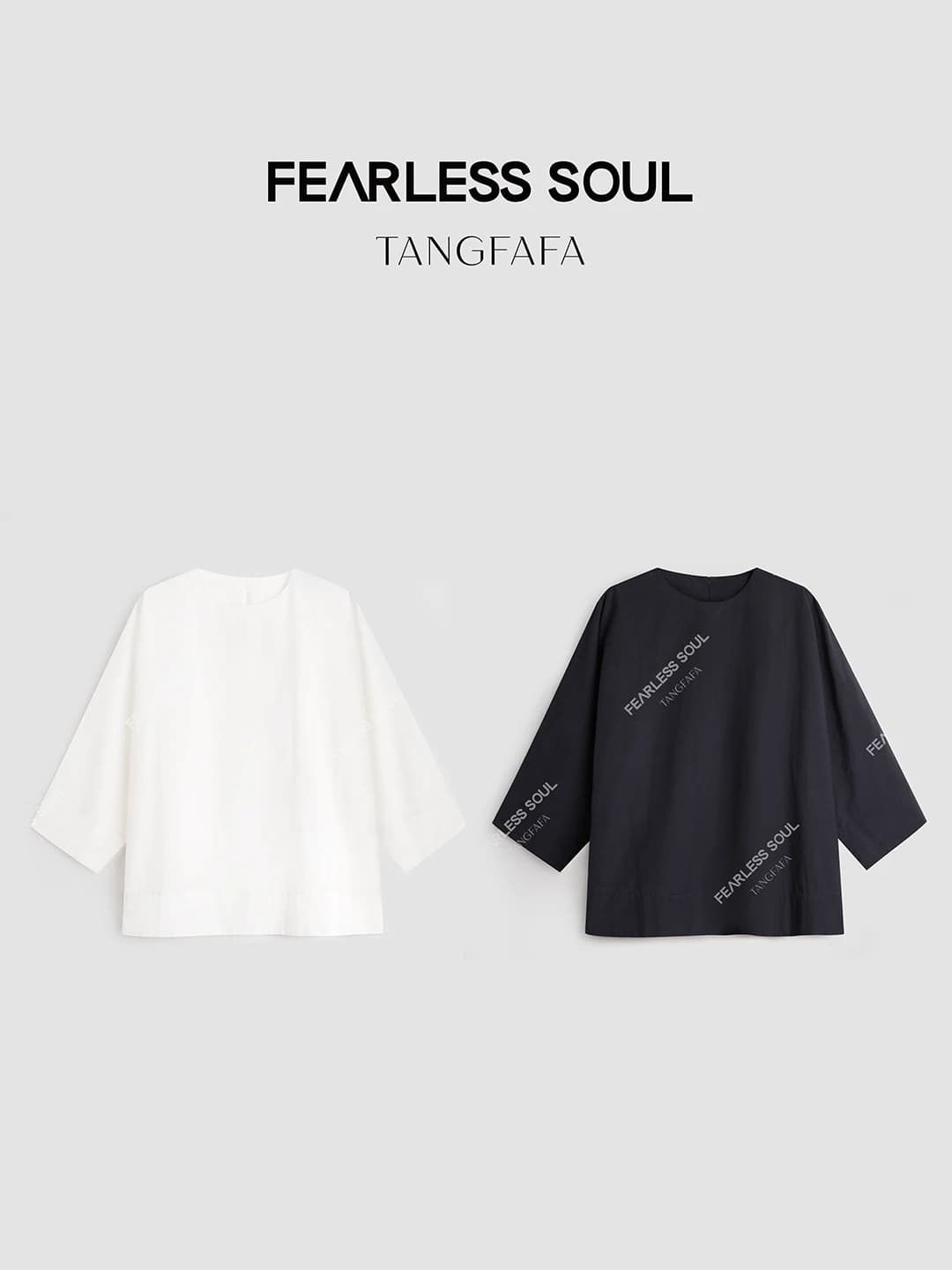 Taffa 825FS307 Simple Loose Splice Shirt Cotton Long Sleeve round Neck Moisture Wicking Creative Pattern Commute Style Women'...