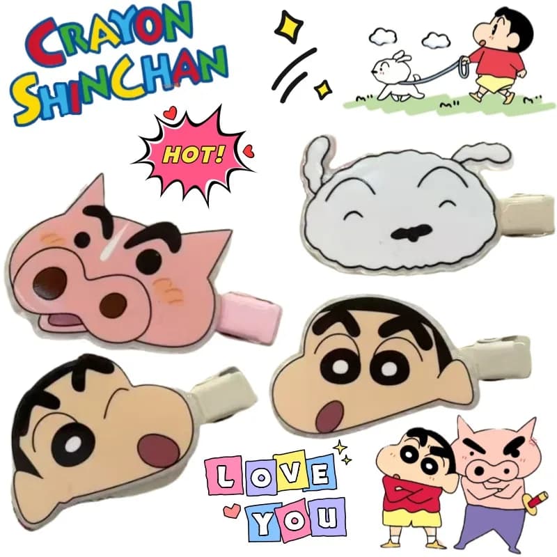 Crayon Shin-chan Nohara Shinnosuke Shiro Buriburizaemon Cartoon Cute Bangs Duckbill Clip Creative Anime Merchandise Hair Clip