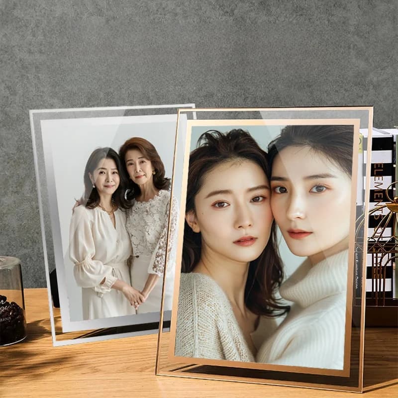 Modern Simple Crystal Photo Frame Tabletop Print Graduation Certificate Decorations Rectangular Glass Picture Frame