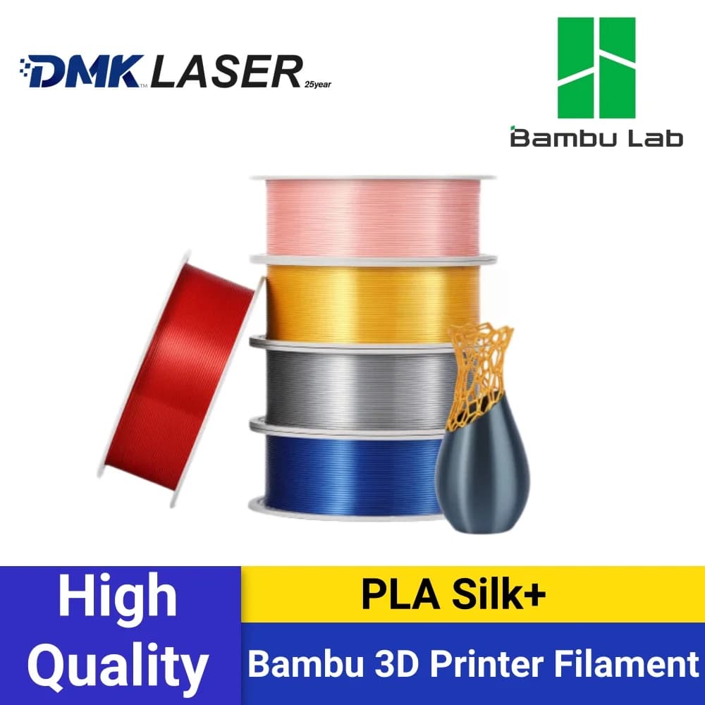 Bambu Lab PLA Silk+ 3D Printer Filament 1KG Glossy Silk Finish Rich Colors Enhanced Strength Easy Printing RFID Smart Parameter