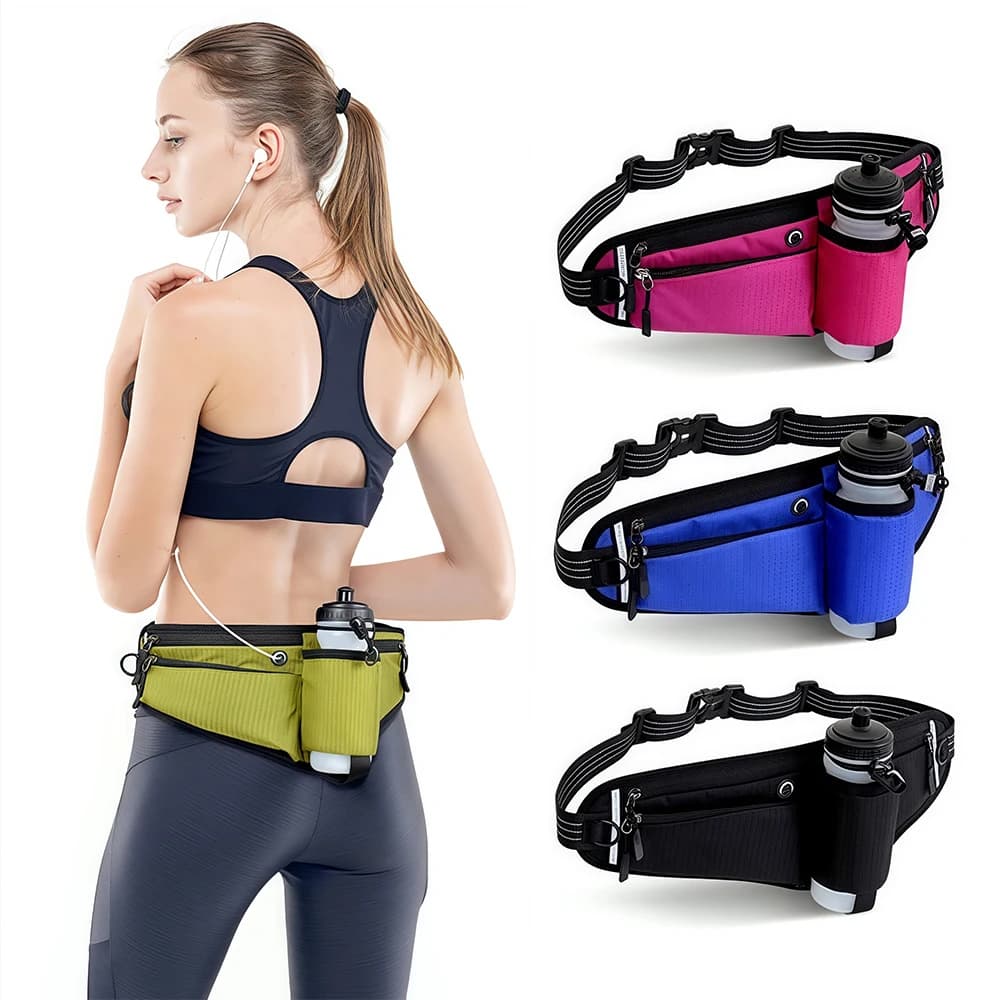 1 piece hanger with bottle holders and reflective stripes, racing belt, hydration, baby carrier for walks, running, excursions