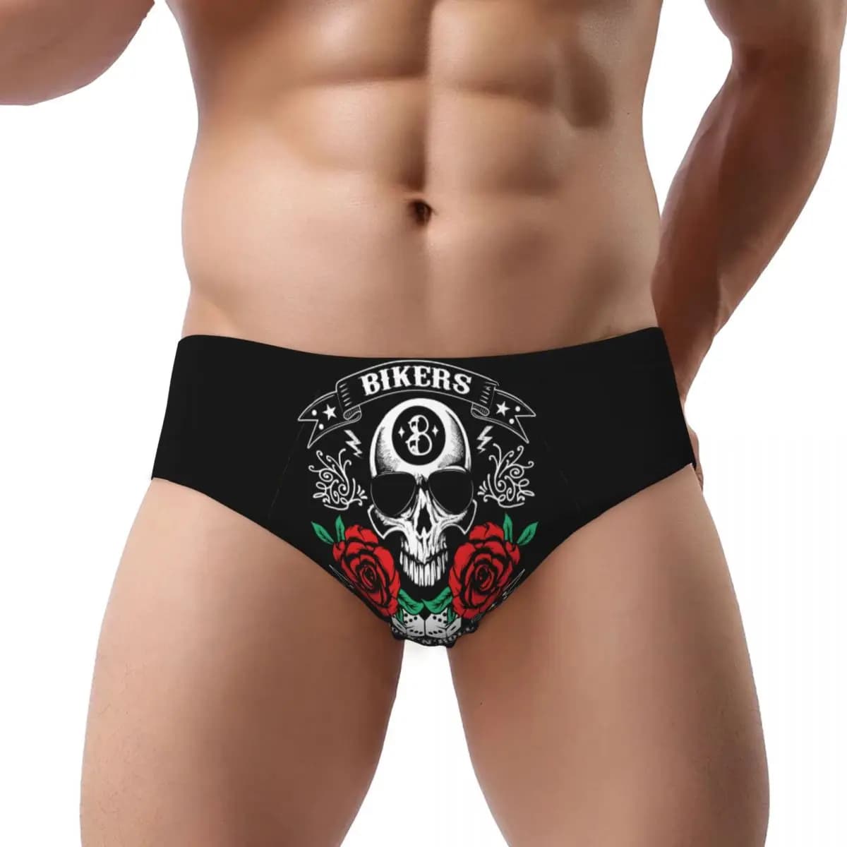 Personalizzato Rock Skull Rockabilly Bikers Rockers Breve Mutandine Donna Biancheria intima elasticizzata traspirante